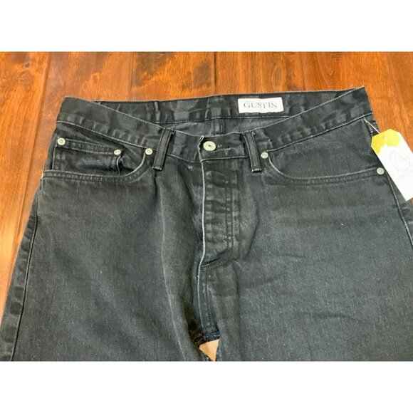 Gustin Men's Black Selvedge Denim Slim Straight Raw Jeans, Size 34 - Picture 2 of 10